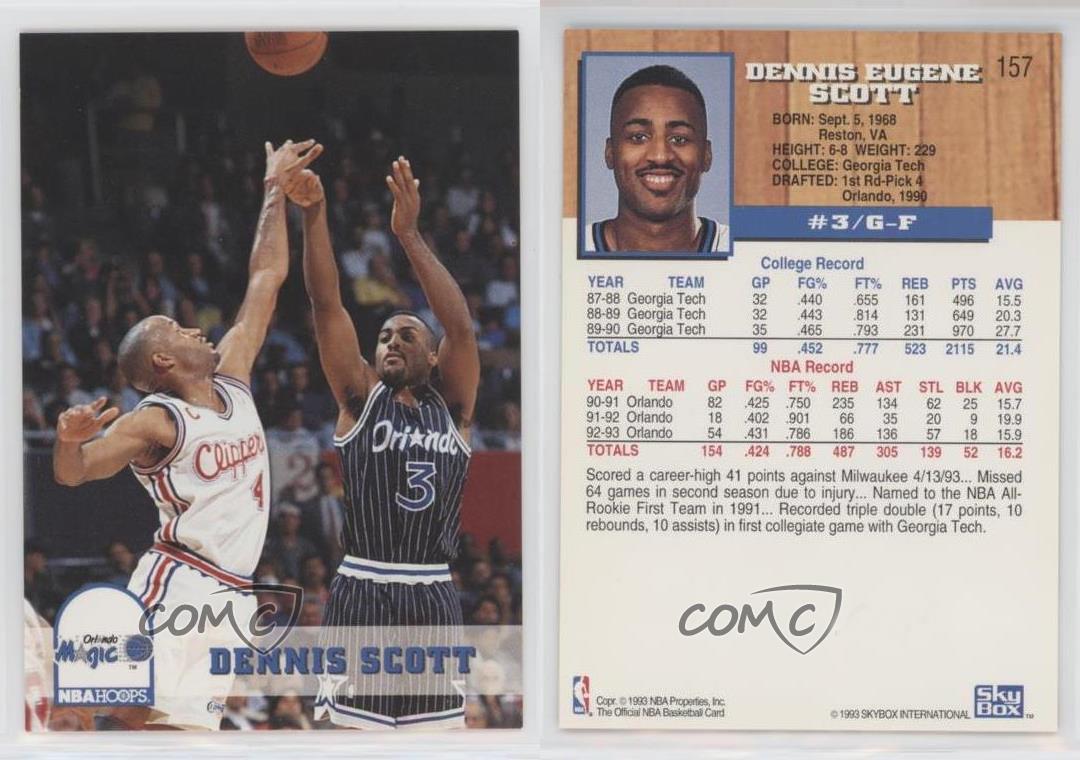 1993-94 Hoops #157 Dennis Scott - NM-MT