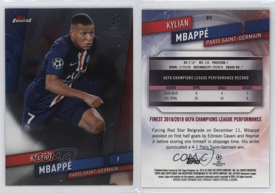 2019-20 Topps Finest UCL Kylian Mbappe #89