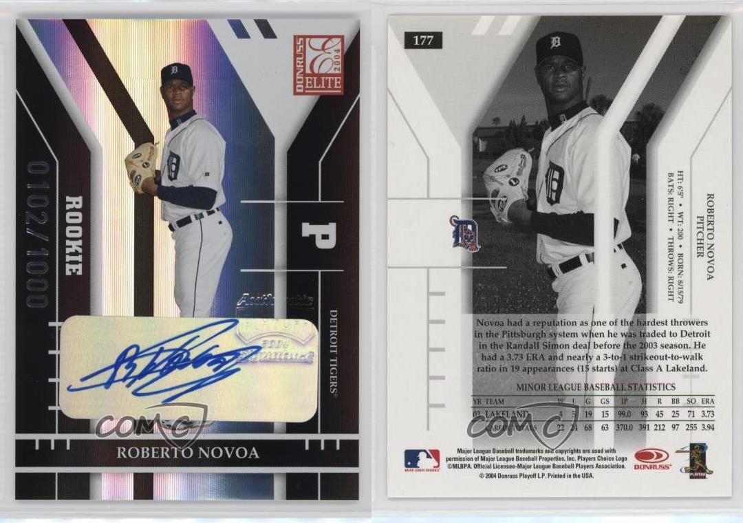 2004 Donruss Elite /1000 Roberto Novoa #177 Rookie Auto RC - Picture 3 of 4