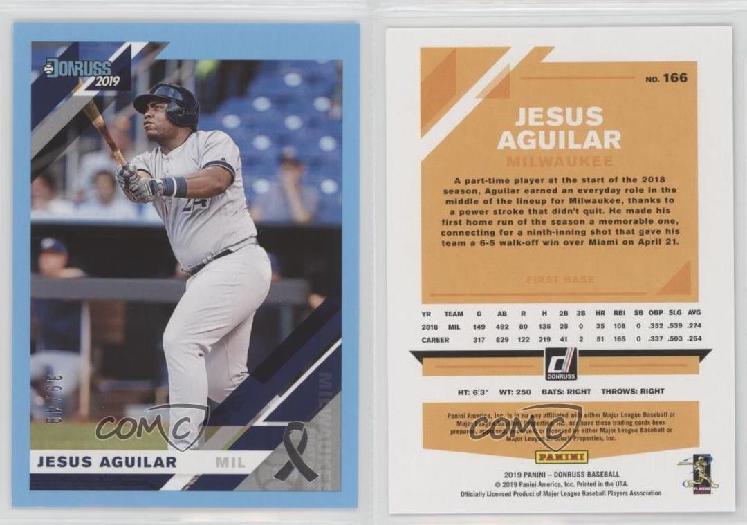 2019 Panini Donruss Father's Day Ribbon /49 Jesus Aguilar #166 - Picture 3 of 3