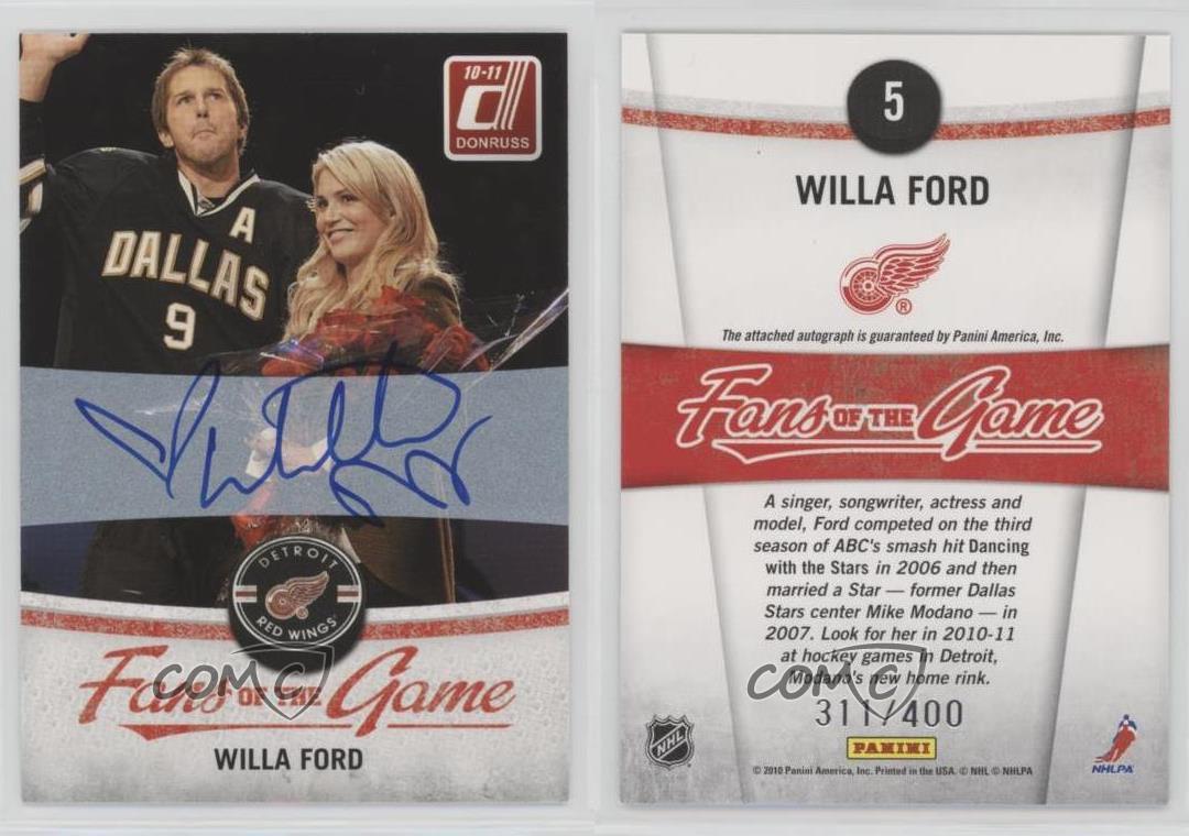 2010 Donruss Fans of the Game /400 (Posed with ) Willa Ford Mike Modano Auto HOF - Picture 4 of 4