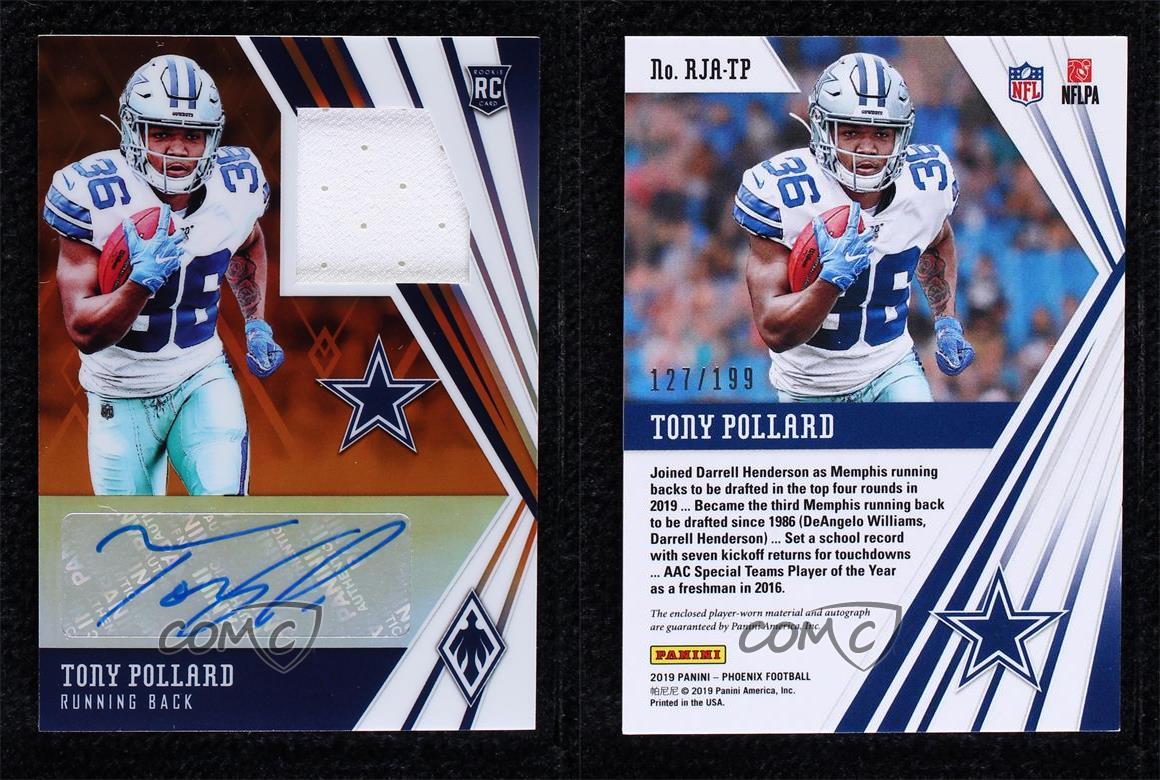 2019 Panini Phoenix RPS Jersey Orange /199 Tony Pollard #RJA-TP Rookie Auto  RC