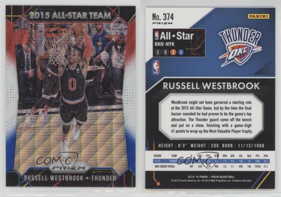 2015 16 panini prizm red white blue 374 all star team russell