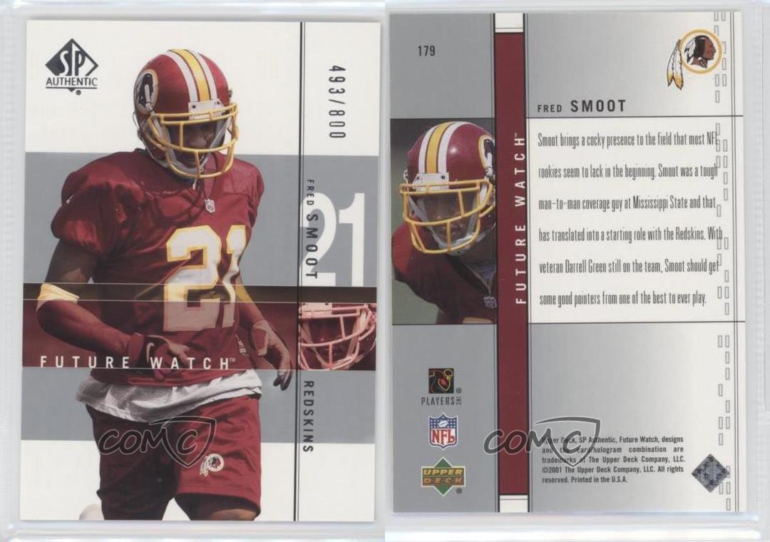 2001 SP Authentic Future Watch /800 Fred Smoot #179 Rookie RC - Picture 4 of 4