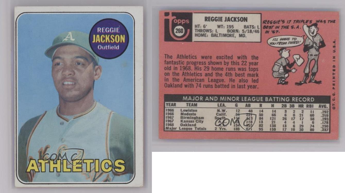 1969 Topps 260 Reggie Jackson Oakland Athletics RC Rookie