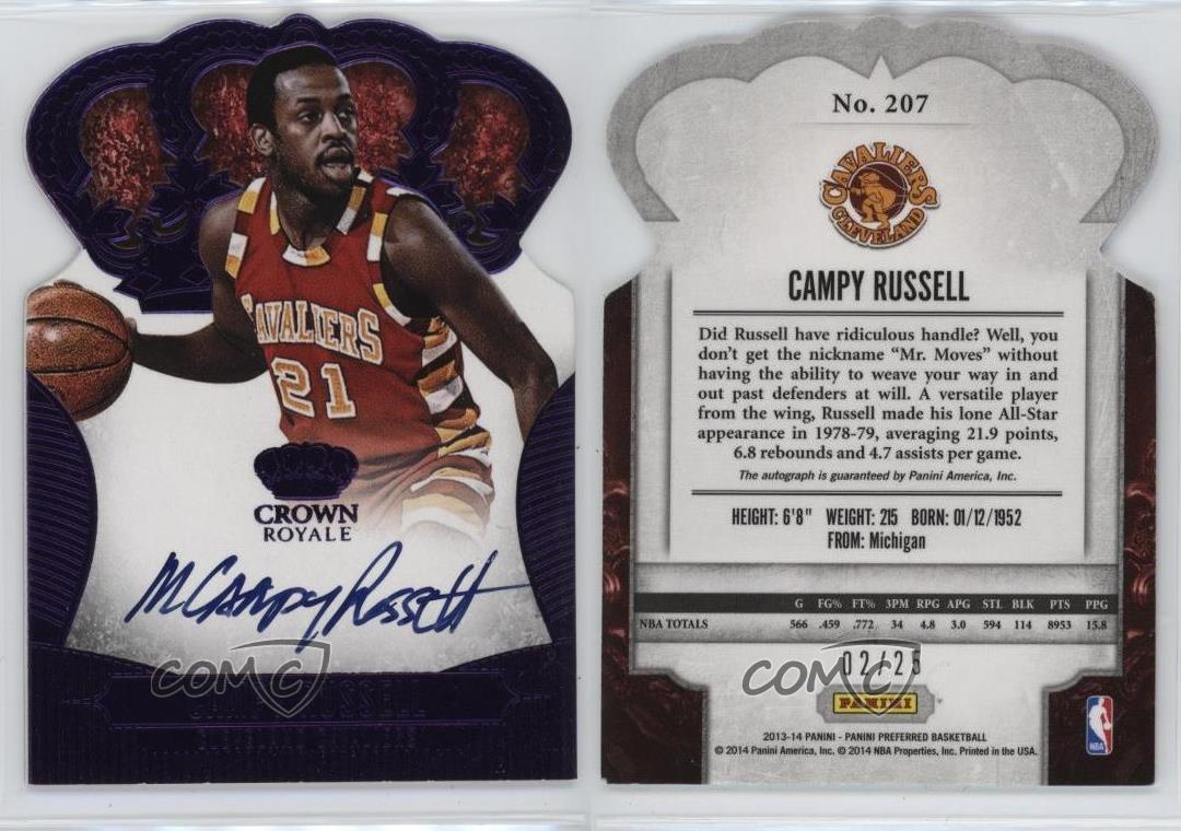 Panini Preferred Crown Royale 2013-14 púrpura/25 Campy Russell #207 automático - Imagen 3 de 3