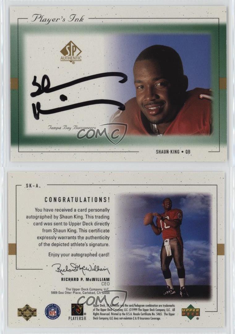 1999 SP Authentic Player's Ink Shaun King #SK-A Rookie Auto RC