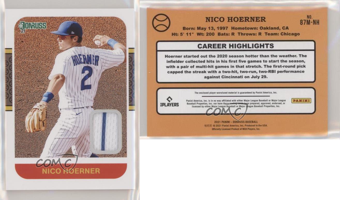 2021 Donruss Nico Hoerner Jersey Patch #87M-NH Chicago Cubs