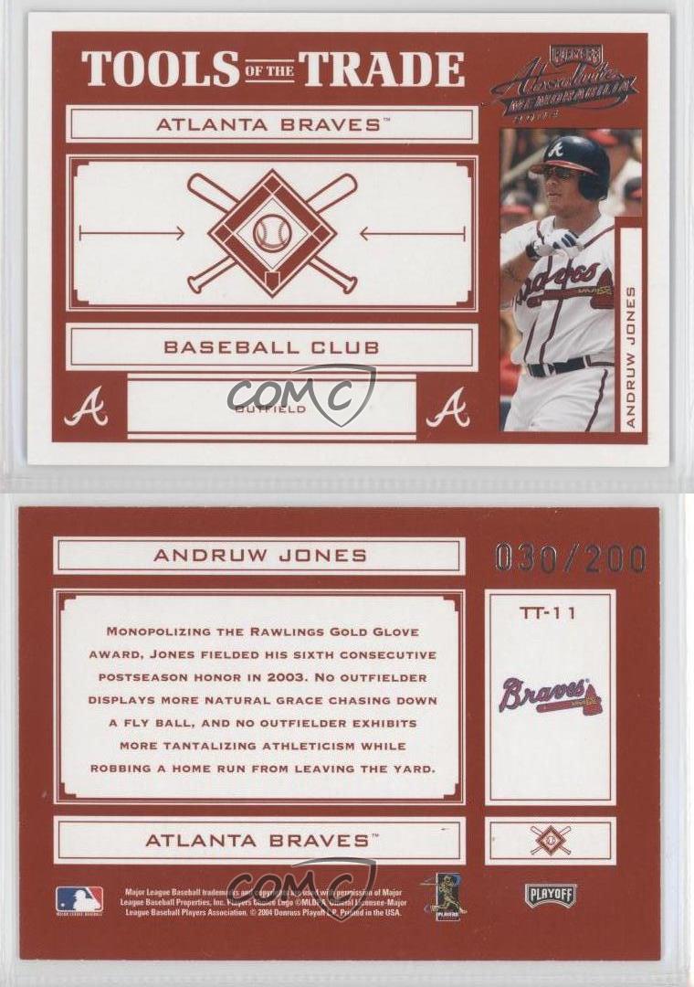 2004 Playoff Memorabilia Assoluti Strumenti del Mestiere Rosso /200 Andruw Jones - Foto 4 di 4