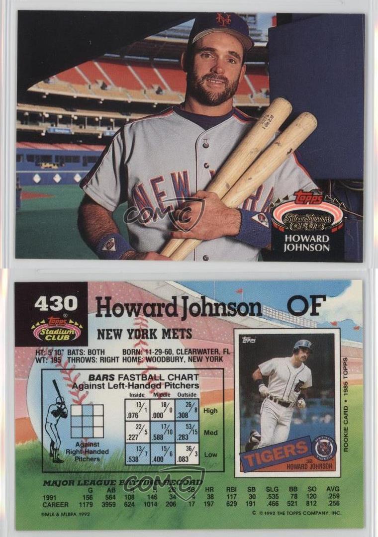 1992 Topps Stadium Club 430 Howard Johnson New York Mets Baseball Card