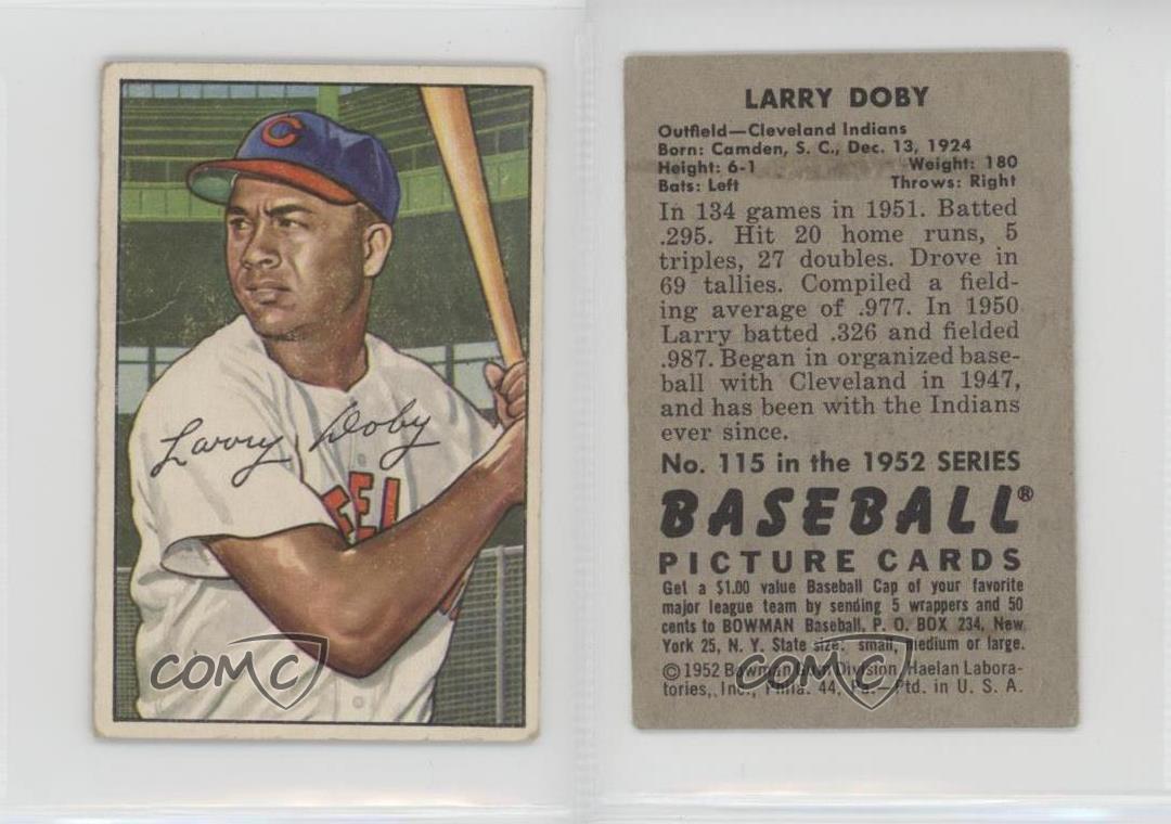 1952 Bowman 115 Larry Doby Cleveland Indians Baseball Card eBay