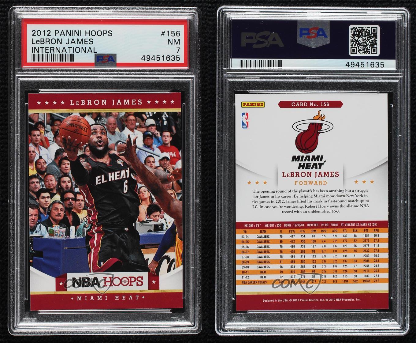 2012-13 NBA Hoops International Update LeBron James #156 PSA 7 - Picture 3 of 3