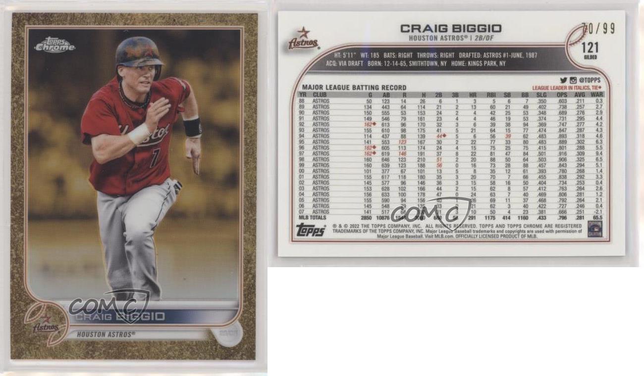 CRAIG BIGGIO 2022 Topps Gilded Gold 20/50 #121 HOUSTON ASTROS