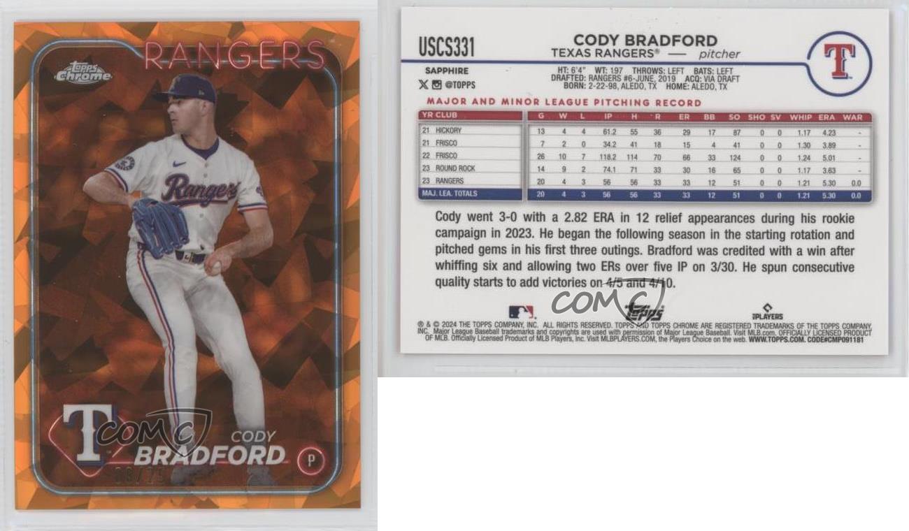 Actualización cromada Topps 2024 edición zafiro naranja/25 Cody Bradford #USCS331 - Imagen 3 de 3