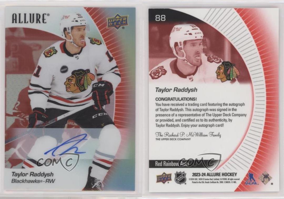 2023-24 Upper Deck Allure Red Rainbow Auto Taylor Raddysh #88 Auto - Picture 3 of 7