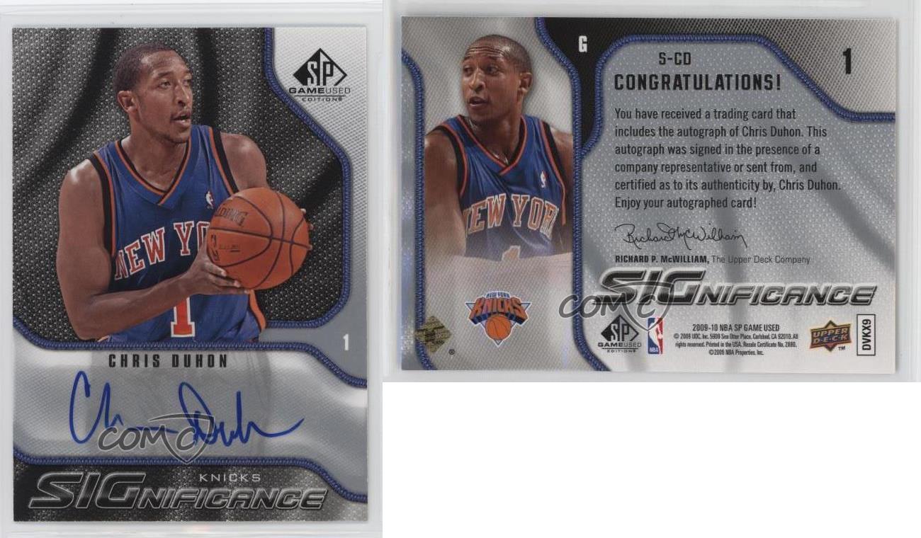 2009-10 SP Game Used Significance Auto Chris Duhon #S-CD Auto