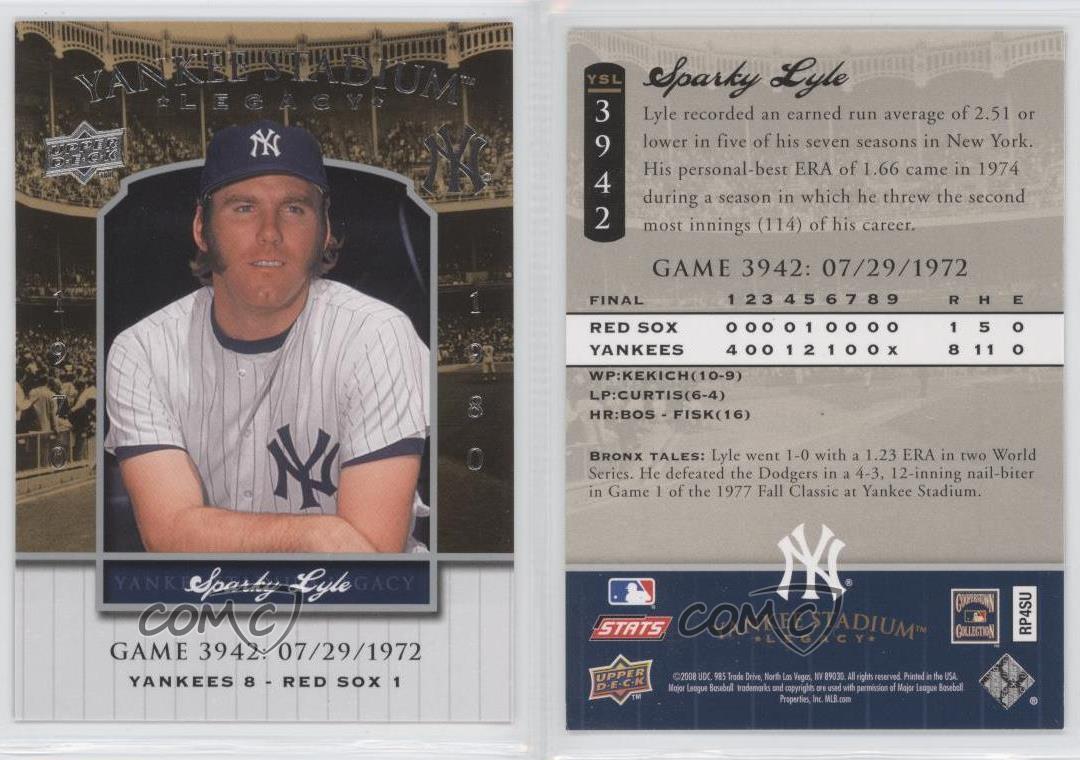 2008 Upper Deck Yankee Stadium magasin Legacy Sparky Lyle #YSL3942