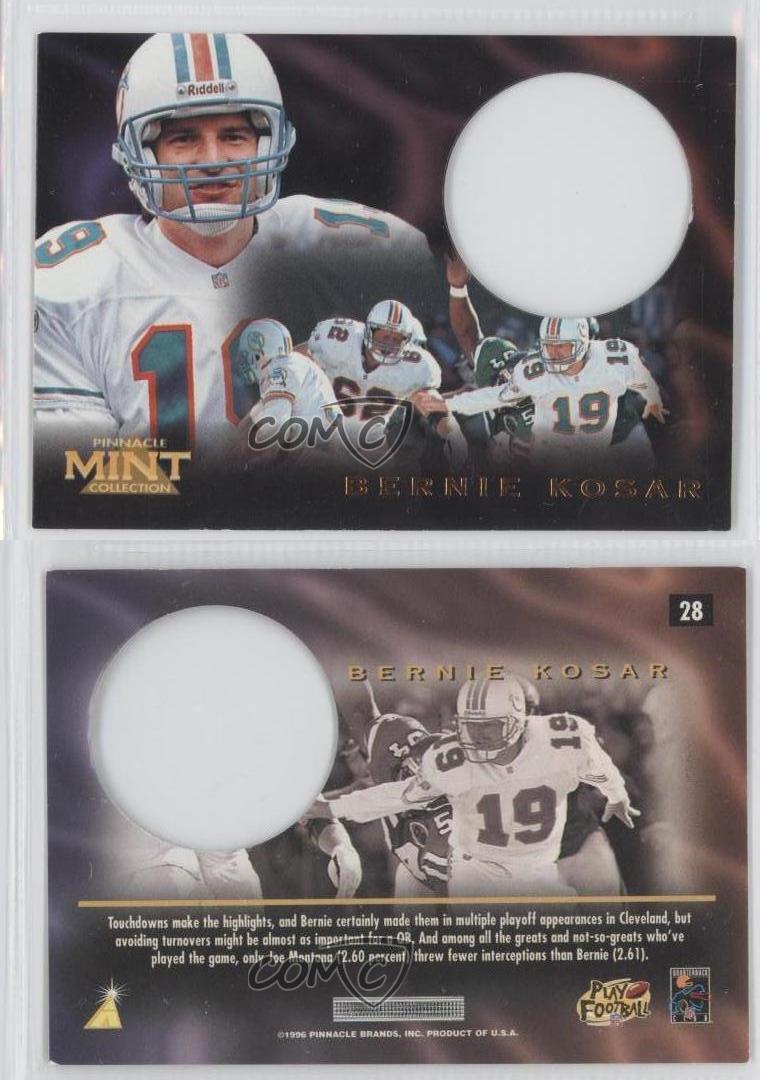 1996 Pinnacle Mint Collection #28 Bernie Kosar Miami Dolphins Football ...