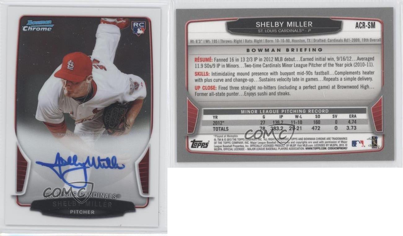 2013 Bowman Chrome Rookie Auto Shelby Miller #ACR-SM Auto RC