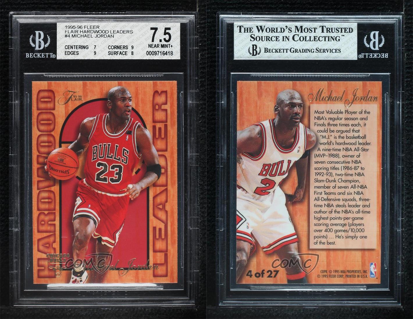 1995-96 Fleer Flair Hardwood Leader Michael Jordan #4 BGS 7.5 HOF