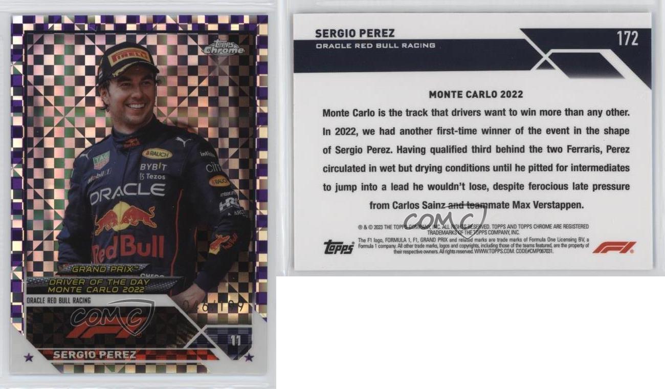 2023 Topps Chrome Formula 1 Checker Flag X-Fractor Sergio Perez #172