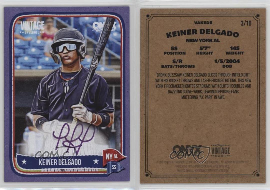 2024 Onyx Vintage Auto Purple Bordered /10 Keiner Delgado #VAKEDE Auto |  eBay