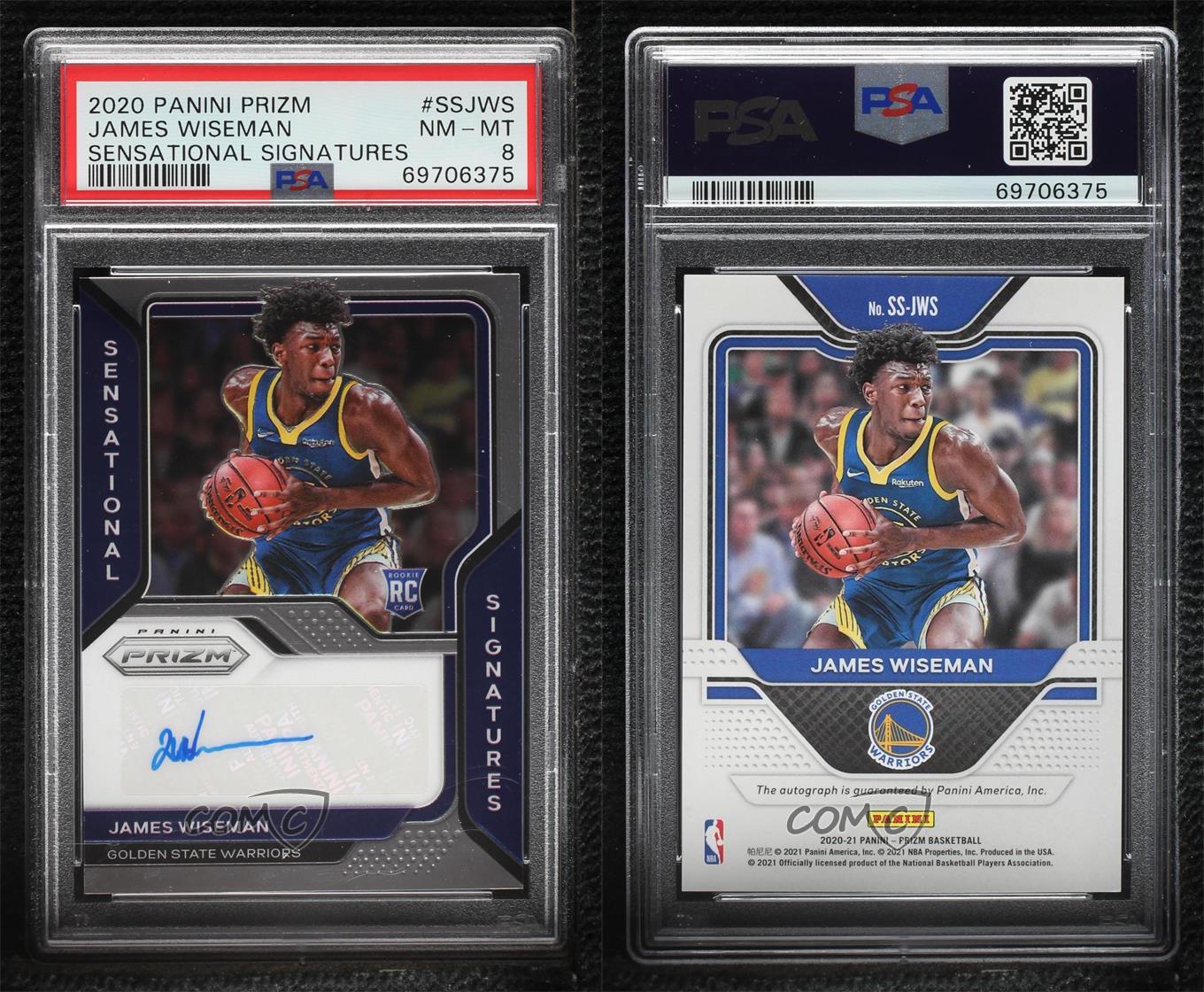 2020-21 Panini Prizm Sensational Signatures James Wiseman PSA 8 Rookie Auto  RC