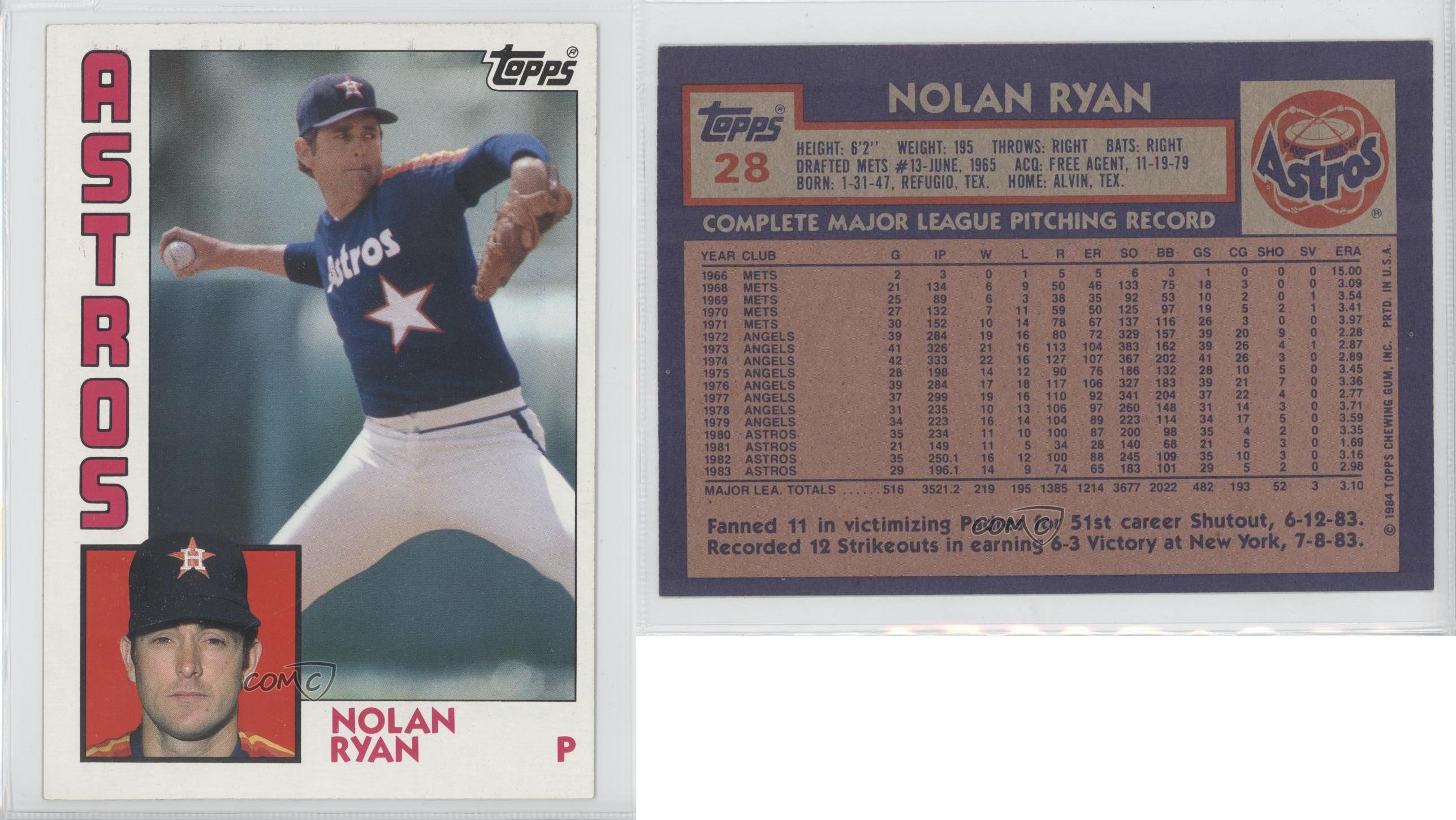 1984 Topps Super 28 Nolan Ryan Houston Astros Baseball Card eBay