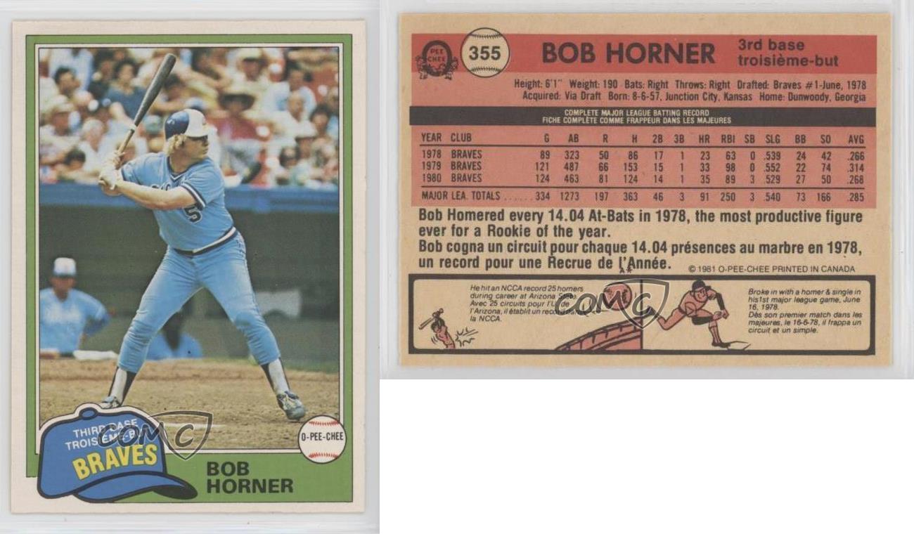 1981 O-Pee-Chee - White Back #355 Bob Horner