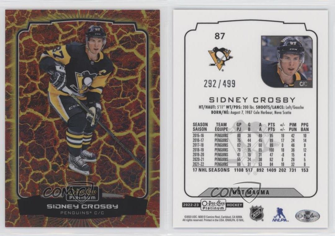 2022-23 O-Pee-Chee Platinum Hot Magma /499 Sidney Crosby #87