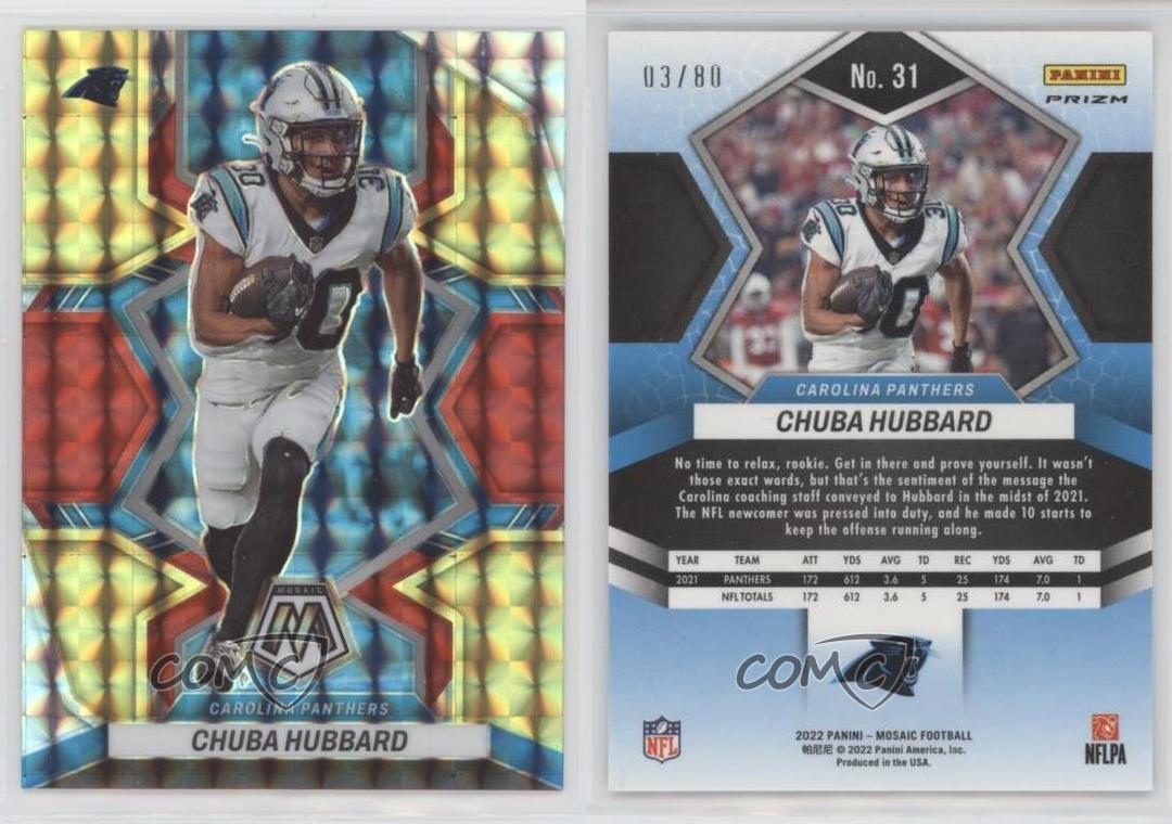 Chuba Hubbard 2021 Mosaic Choice Fusion Red & Yellow #325 Price Guide -  Sports Card Investor