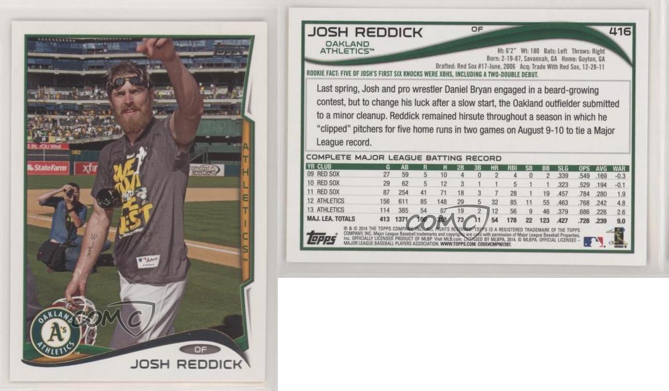 2014 Topps Josh Reddick (Dark Gray T-Shirt) #416 - Picture 4 of 4