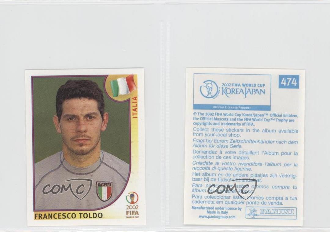 Panini WM 2002 Sticker Francesco Toldo Nr 474 NEU 