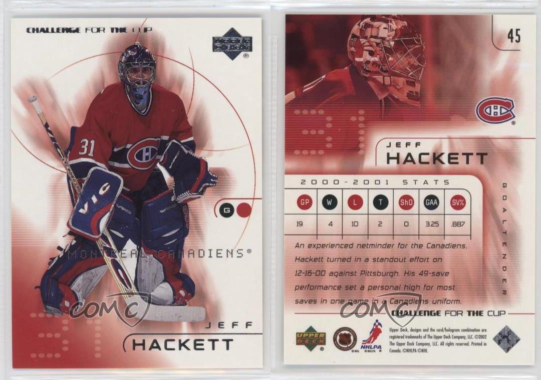 2001-02 Upper Deck Challenge for the Cup Jeff Hackett #45 - Picture 3 of 4