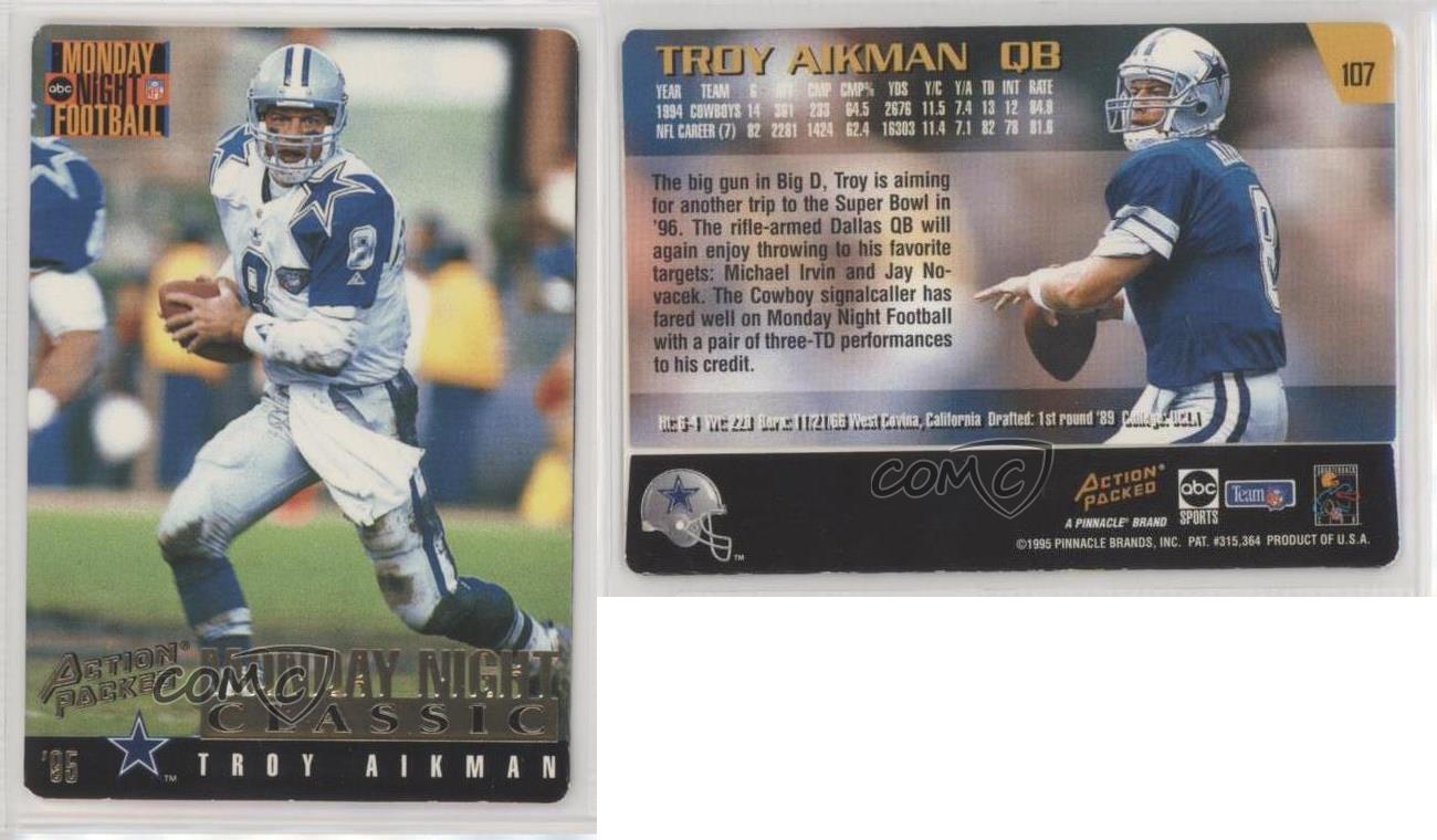 1995 Action Packed Monday Night Football Troy Aikman #107 Monday Night  Classic