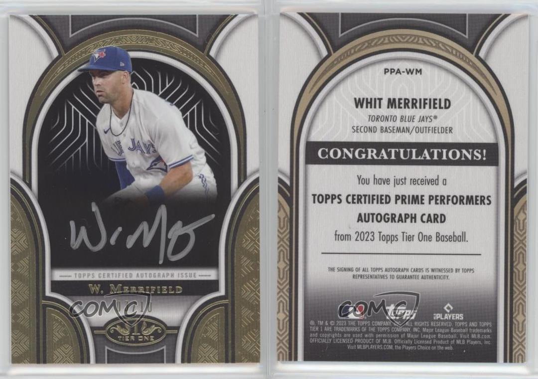 2023 Topps Tier One Prime Performers inchiostro argento/10 bianco Merrifield #PPA-WM Auto - Foto 3 di 3
