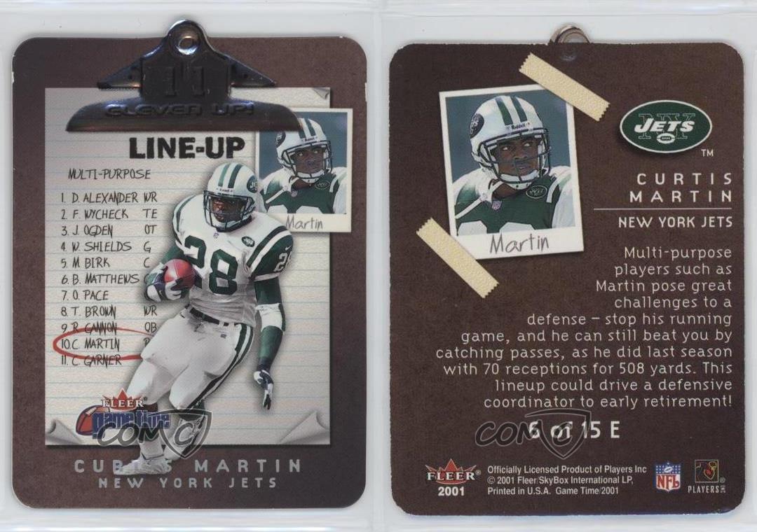 2001 Fleer Game Time Eleven-Up Curtis Martin #6E HOF