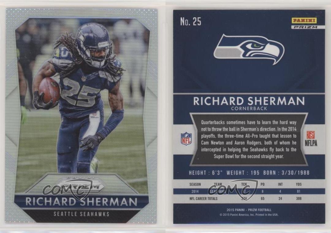 Richard Sherman 2015 Panini Prizm Seattle Seahawks Card #25 at 's  Sports Collectibles Store