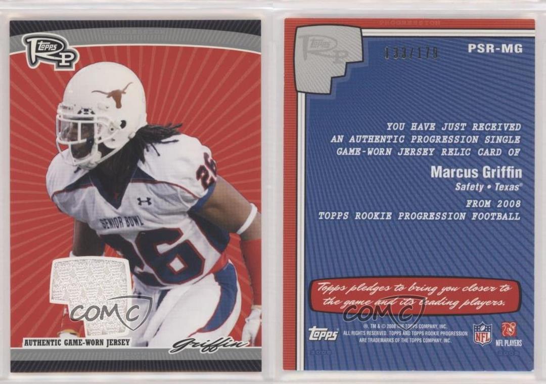 Camiseta deportiva Topps Rookie Progression 2008 única reliquias plateada/179 Marcus Griffin radiocontrol - Imagen 3 de 4
