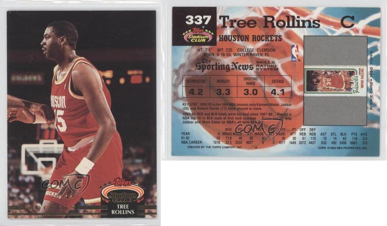1992-93 Topps Stadium Club Tree Rollins #337 - Picture 3 of 4