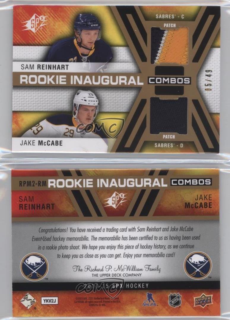 2014 SPx Rookie Inaugural Materials Combos /49 Jake McCabe Sam Reinhart Patch RC - Picture 3 of 4