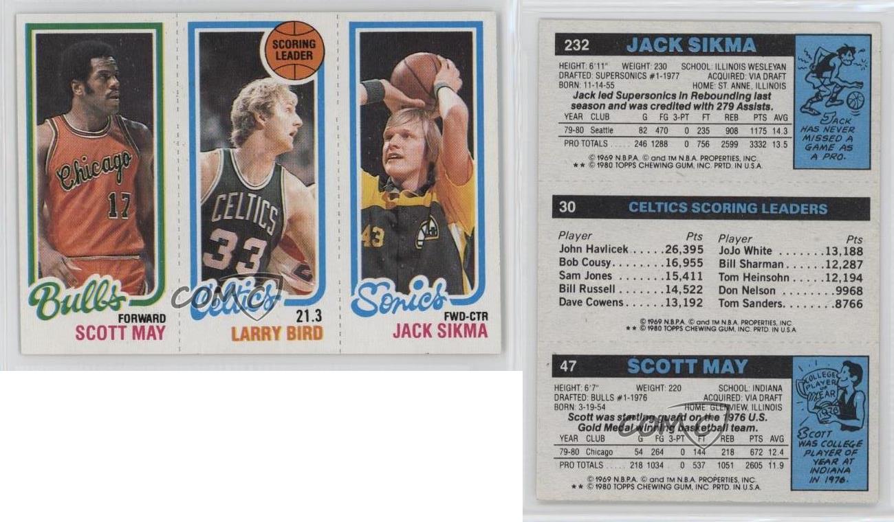 1980-81 Topps Scott May Larry Bird Jack Sikma #232-30-47 Rookie RC HOF - Picture 3 of 7