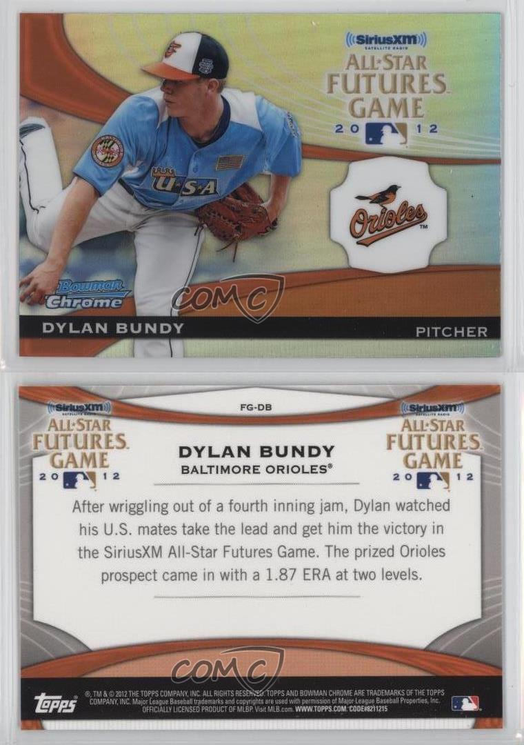 DYLAN BUNDY ORIOLES 2012 BOWMAN CHROME ALL-STAR FUTURES REFRACTOR RC GRADED 10 