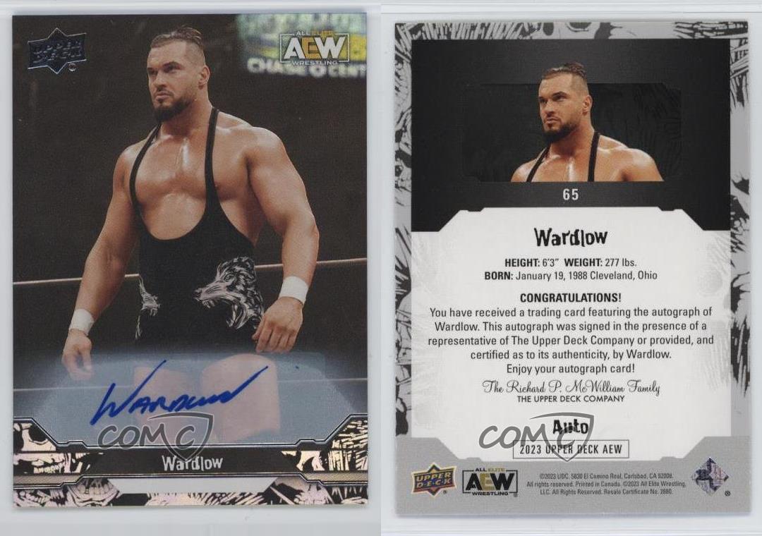 2023 Upper Deck AEW All Elite Wrestling Auto Wardlow #65 Auto - Imagen 3 de 3