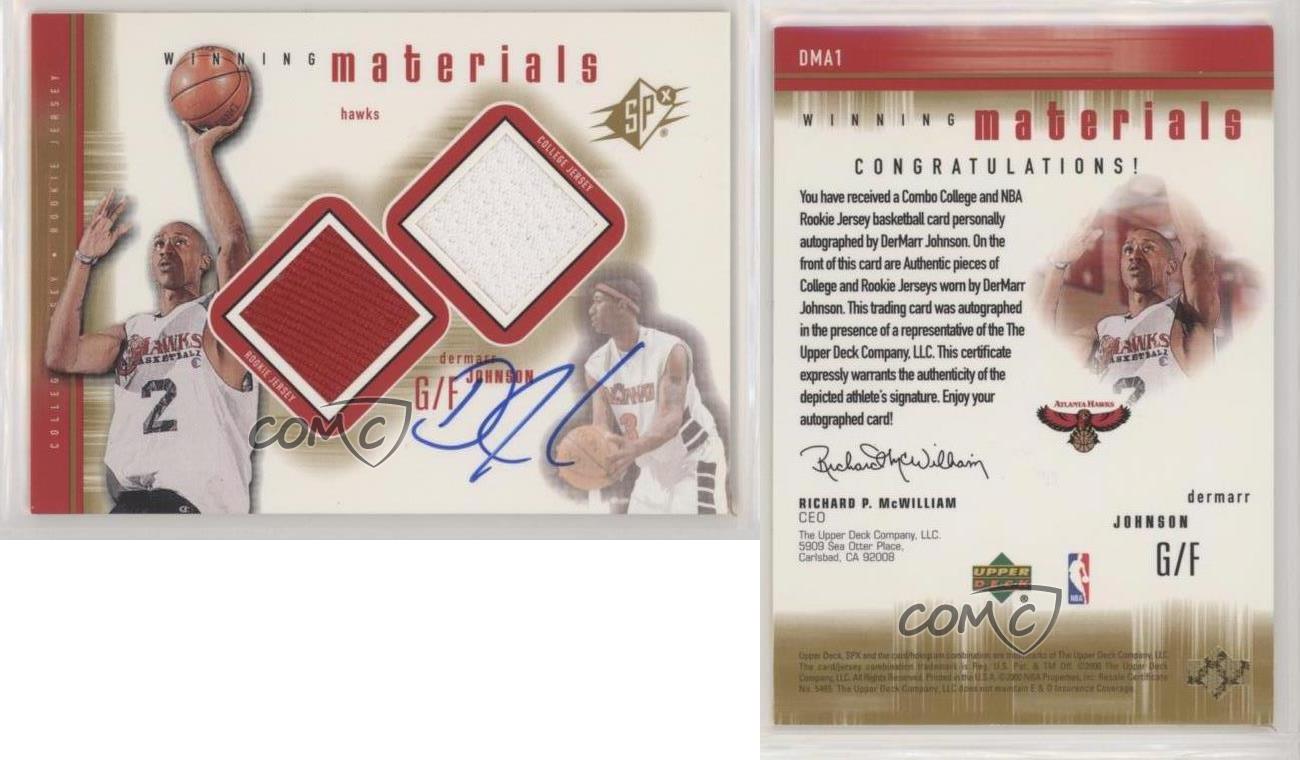 2000-01 SPx Winning Materials Auto DerMarr Johnson #DMA1 Rookie Auto RC - Picture 3 of 3