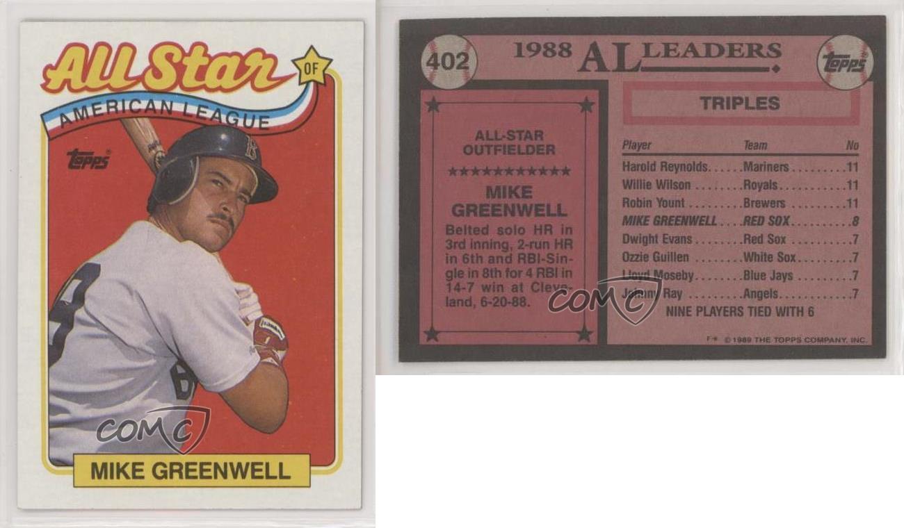 MIKE GREENWELL 1989 TOPPS #402 AL 1988 ALL STAR VINTAGE CARD