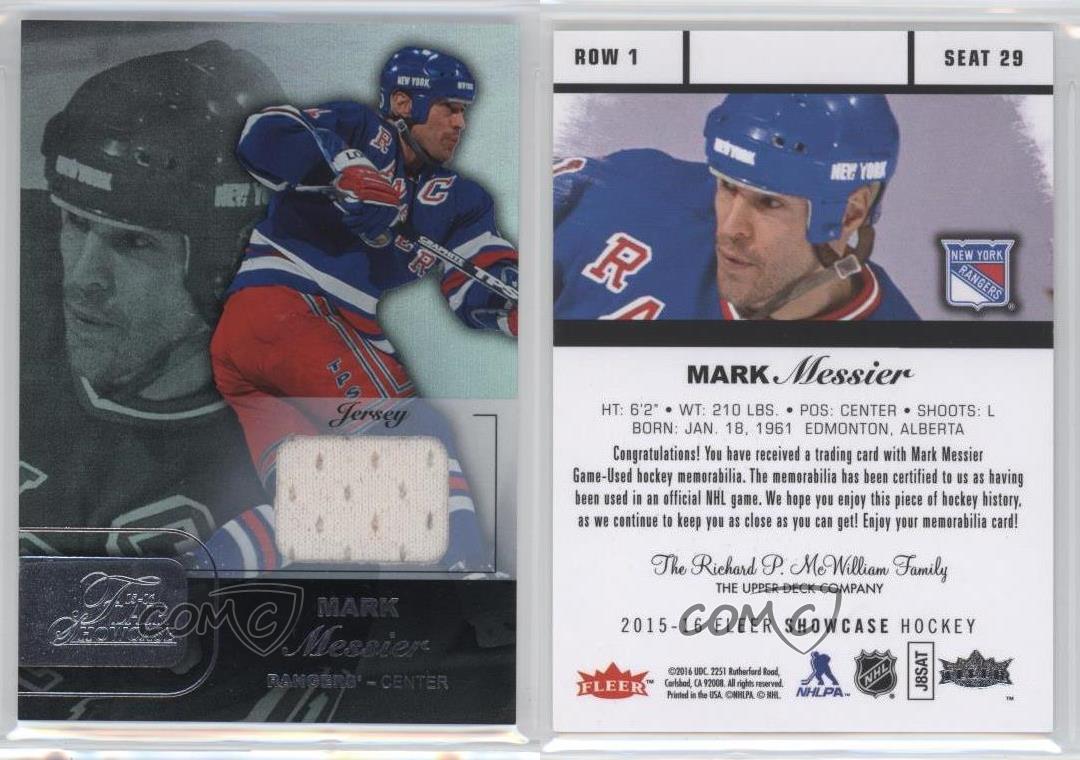 2015-16 Upper Deck Fleer Showcase Flair Row 1 Materials Mark Messier #29 HOF - Bild 3 von 3