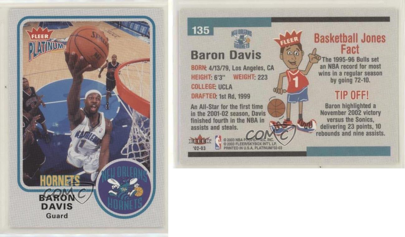 Baron Davis 2002-03 Fleer Platinum New Orleans Hornets Card #135