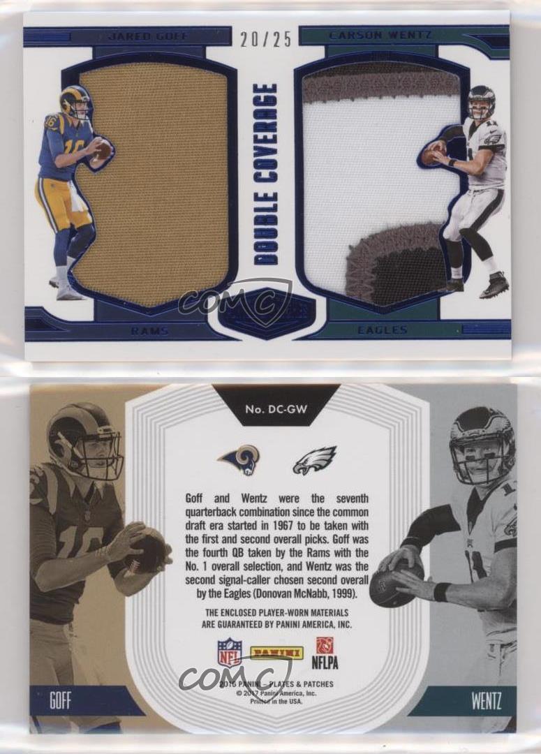 2016 Plates & Patches Double Coverage Blue /25 Carson Wentz Jared Goff Rookie RC