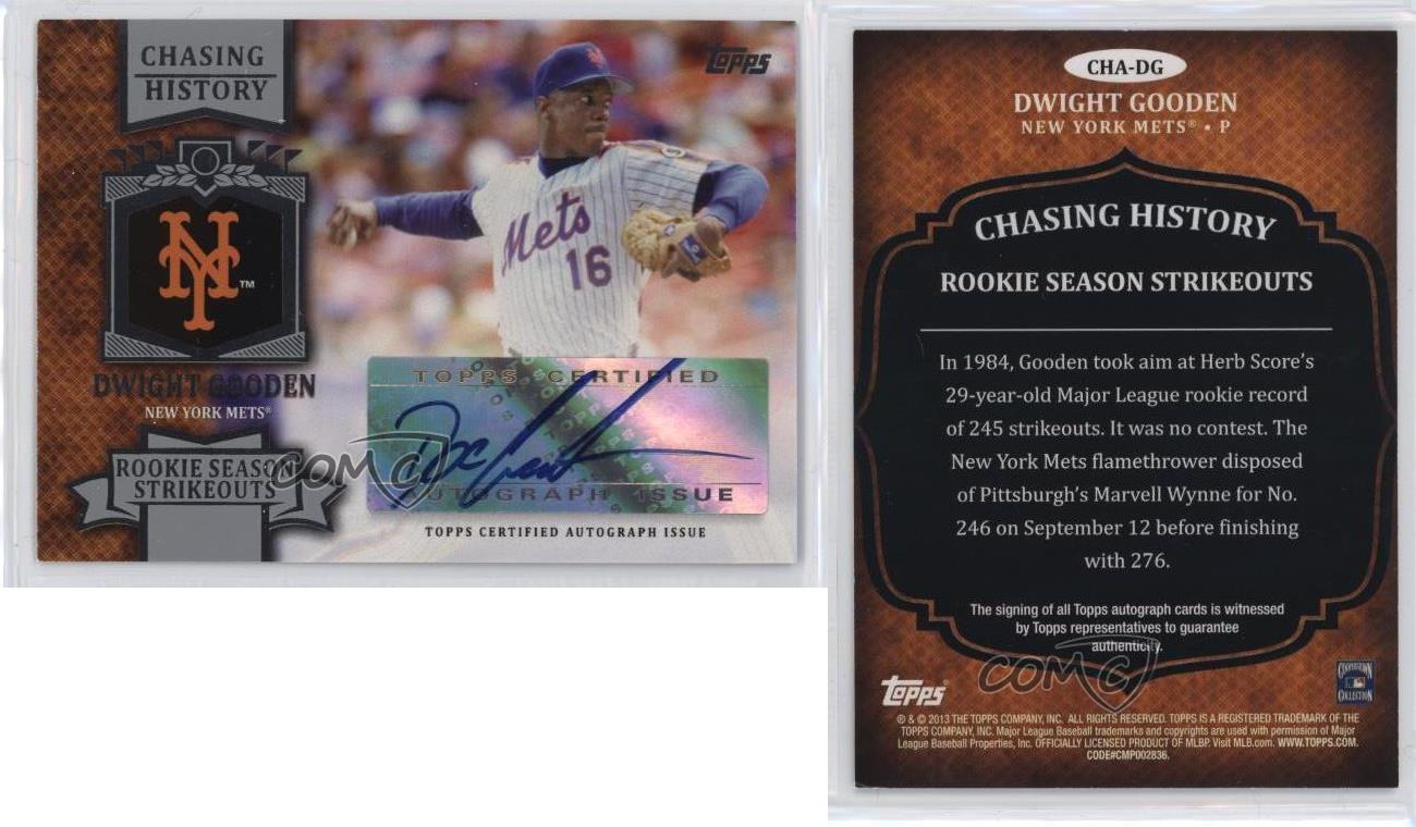 2013 Topps Chasing History Auto Dwight Gooden #CHA-DG Auto - Foto 3 di 4